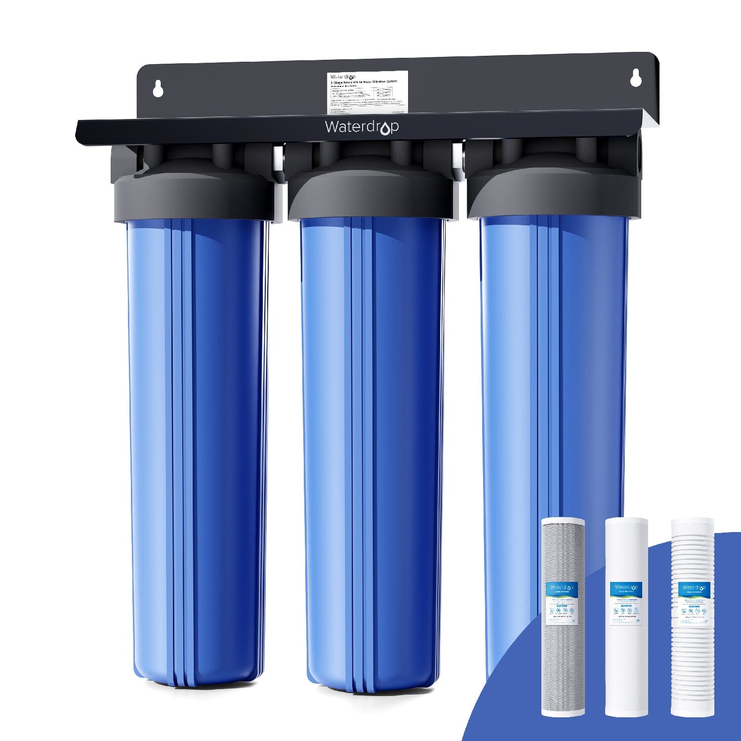 Sistema de Filtración para Toda la Casa de 3 Etapas Waterdrop con Filtro de Carbón y de Sedimentos