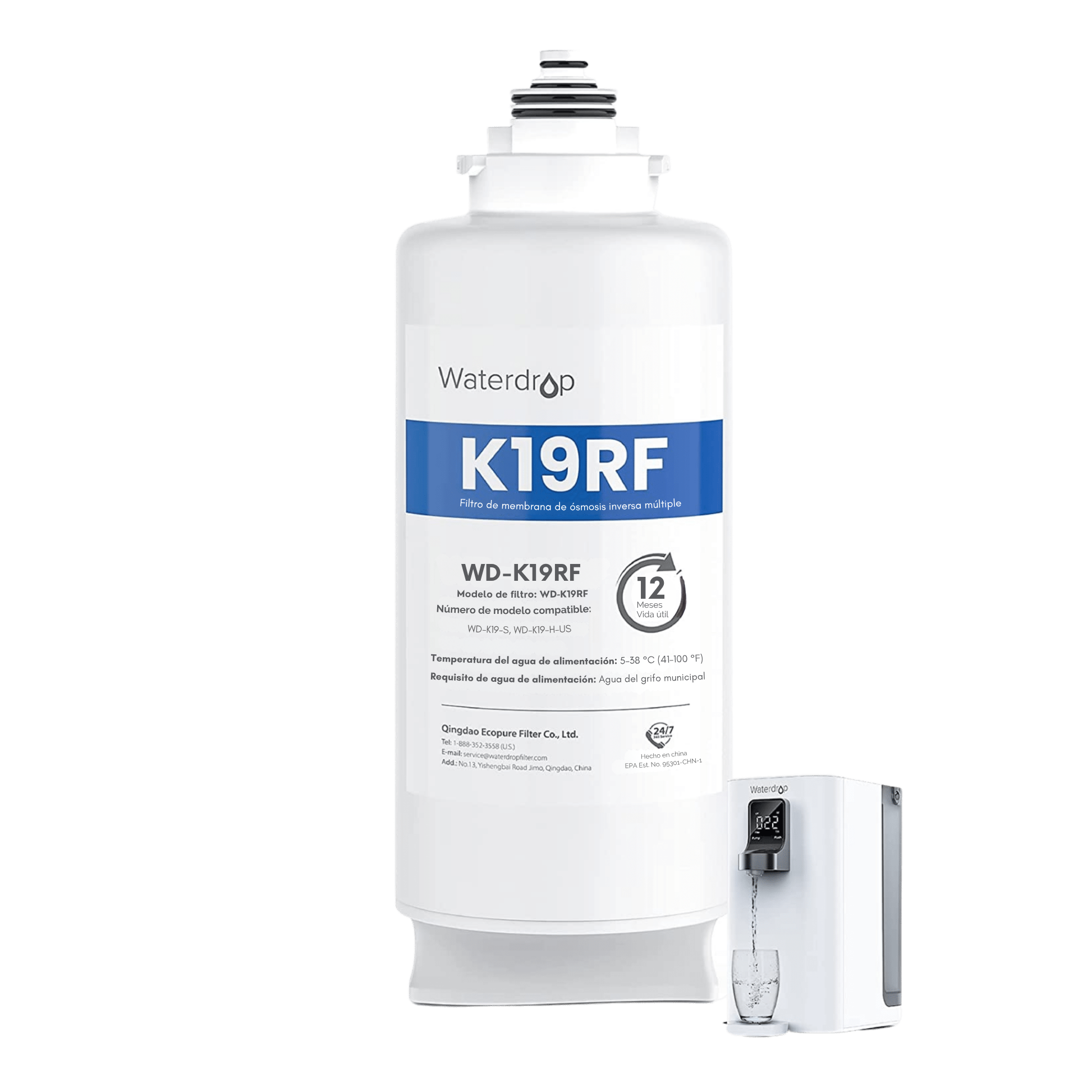 Dispensador de Agua RO Fría y Caliente con Remineralización Waterdrop A2G
