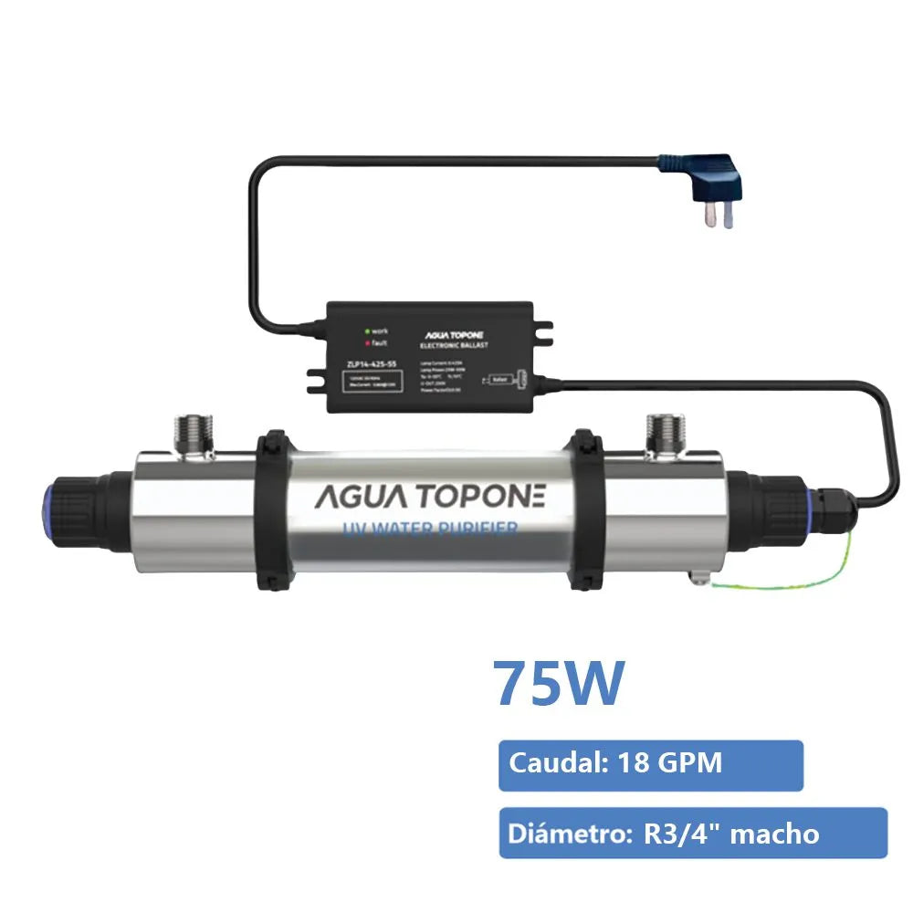 Filtro de agua UV 18 GPM de 75 W para la desinfección UV del agua SDE-075F