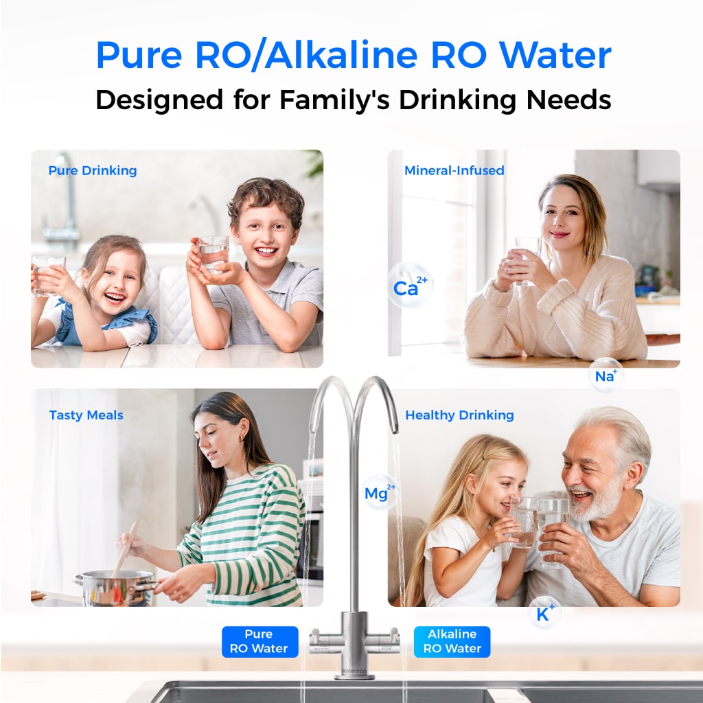 Sistema de Ósmosis Inversa Alcalino de Doble Flujo Waterdrop T4-A 450 GPD