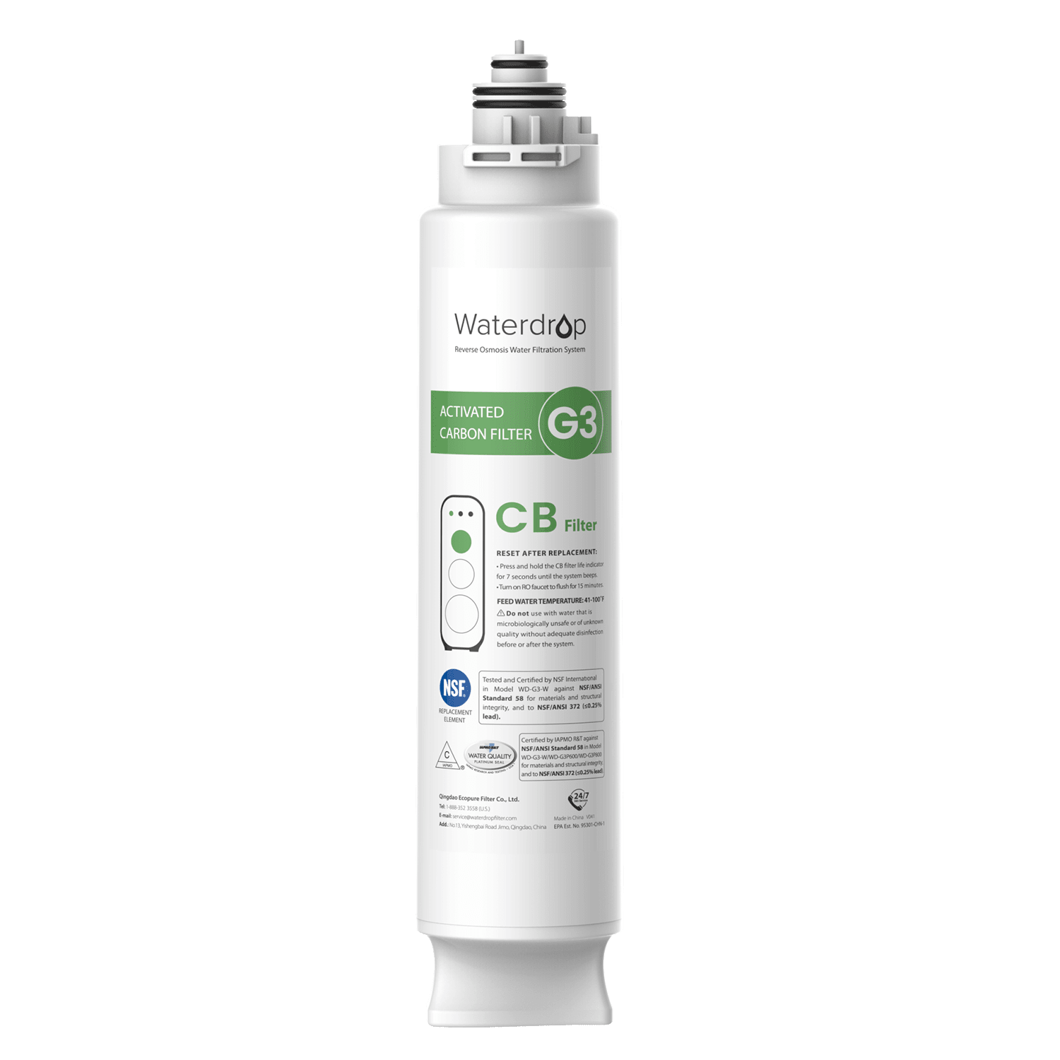 Filtro WD-G3-N3CB para Sistemas de Ósmosis Inversa Waterdrop G3P800 y G3