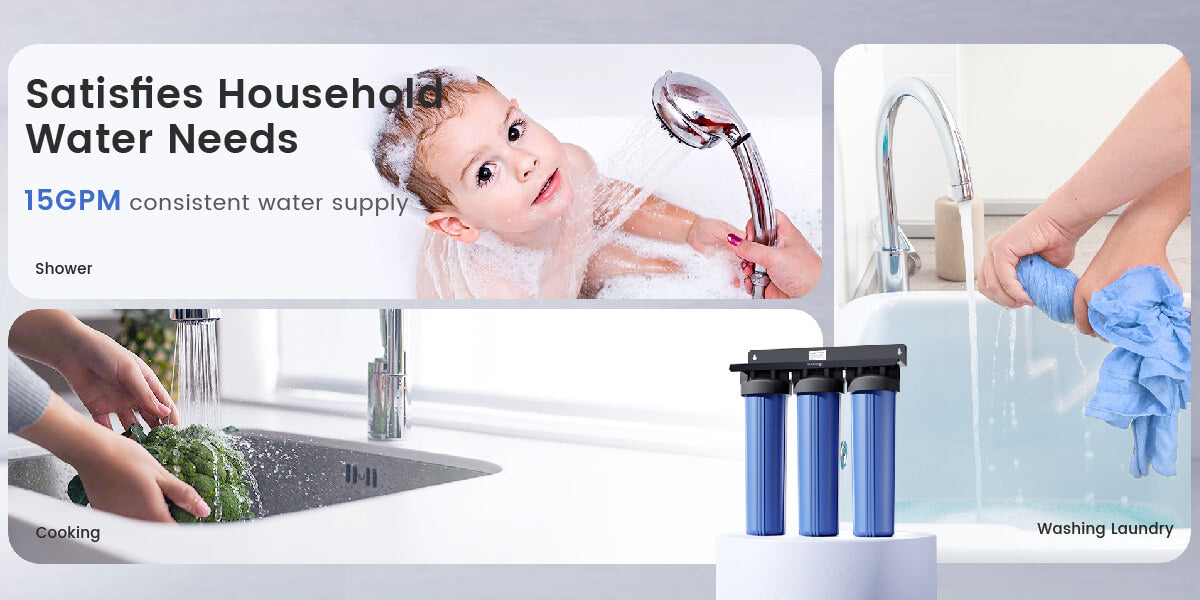 Sistema de Filtración para Toda la Casa de 3 Etapas Waterdrop con Filtro de Carbón y de Sedimentos (Pozo - WHF3T-FG)